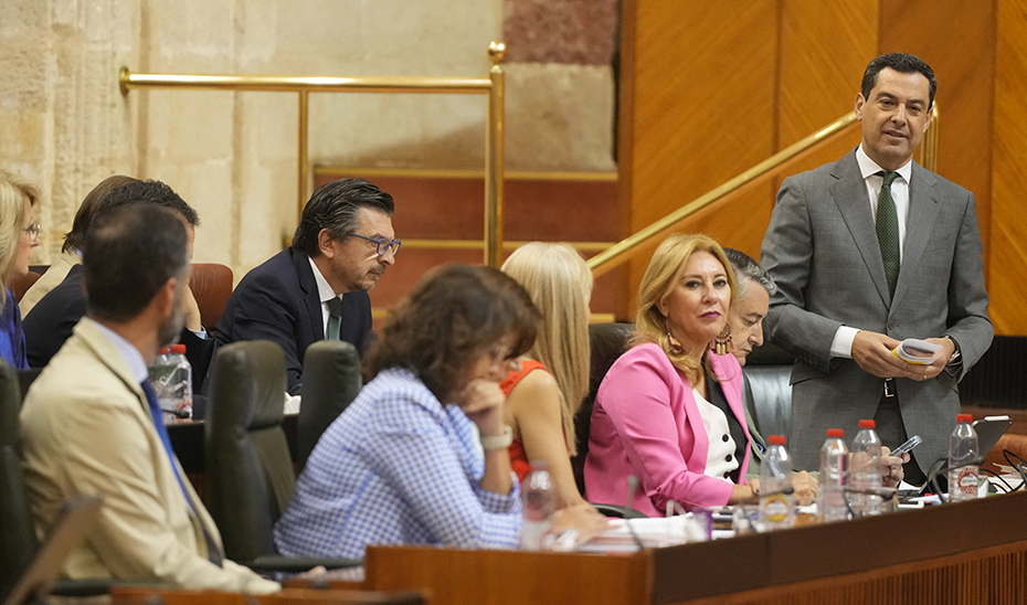 
			      Juanma Moreno interviene en la sesión de control al Gobierno en el Parlamento de Andalucía.			    
			  